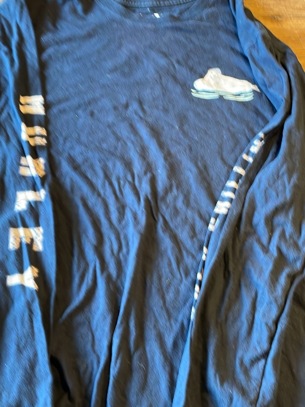 Hurley Navy Blue Long-Sleeve Tee with Chest Graphic and Sleeve Text